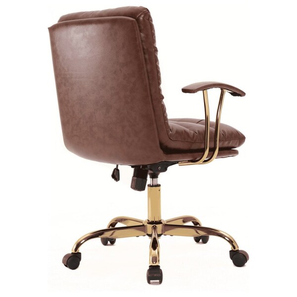 Leisuremod Regina Modern Executive Leather Office Chair, Walnut Brown - RO19WBRL