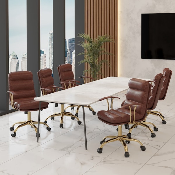 Leisuremod Regina Modern Executive Leather Office Chair, Walnut Brown - RO19WBRL