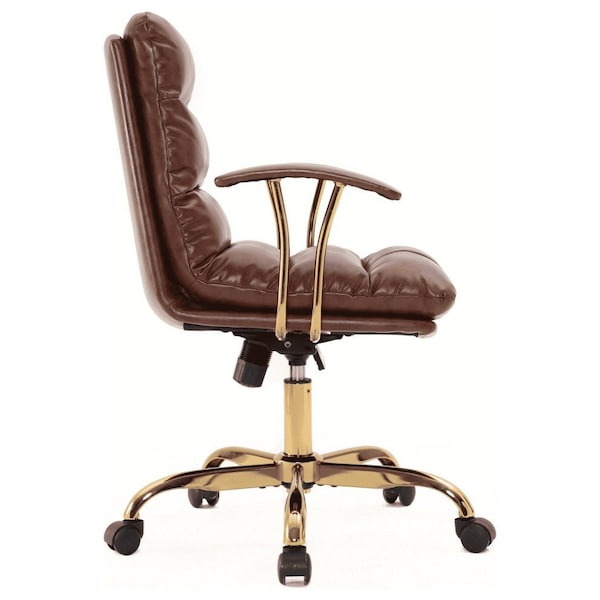 Leisuremod Regina Modern Executive Leather Office Chair, Walnut Brown - RO19WBRL