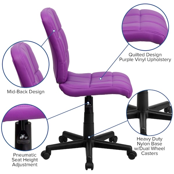 Flash Furniture Metal Contemporary Chair, 16-3/4" to 21-3/4, Purple - GO-1691-1-PUR-GG