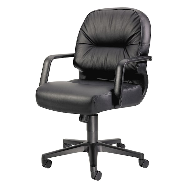 Hon Managerial Chair Chair, Mid Back Leather, Bk, Fixed Arms, 16.75 in - 21.25 in Height, Leather, Black - 2092SR11T