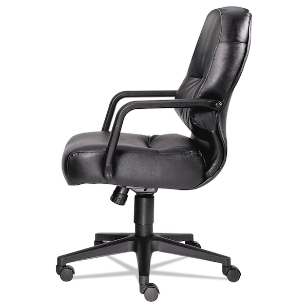 Hon Managerial Chair Chair, Mid Back Leather, Bk, Fixed Arms, 16.75 in - 21.25 in Height, Leather, Black - 2092SR11T