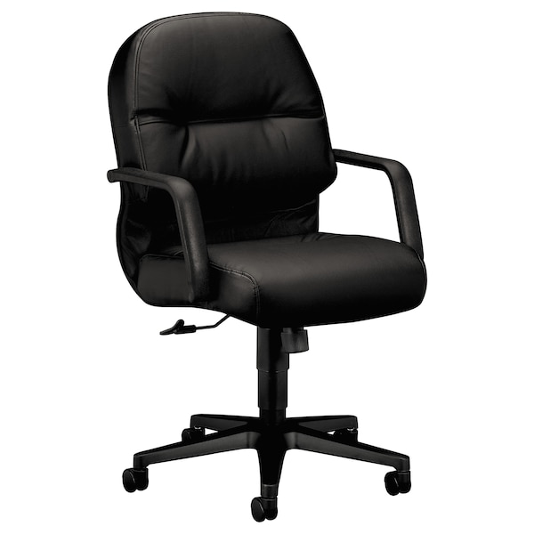 Hon Managerial Chair Chair, Mid Back Leather, Bk, Fixed Arms, 16.75 in - 21.25 in Height, Leather, Black - 2092SR11T