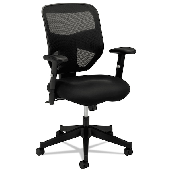 Hon Basyx Task Chair Chair, Mesh, Hi-Back, Black, Adjustable Arms, Mesh, Black - VL531MM10