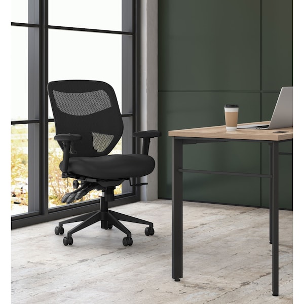 Hon Basyx Task Chair Chair, Mesh, Hi-Back, Black, Adjustable Arms, Mesh, Black - VL531MM10