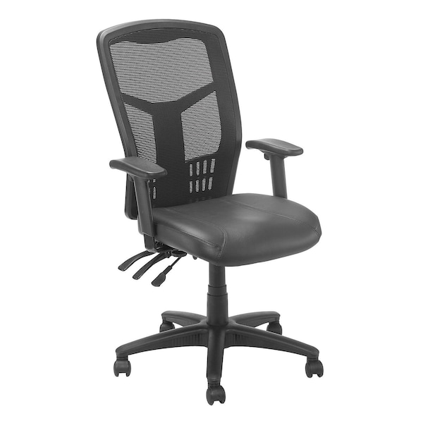 Global Industrial Multifunction Chair with Top Grain Leather Seat &  Mesh Back - 249051