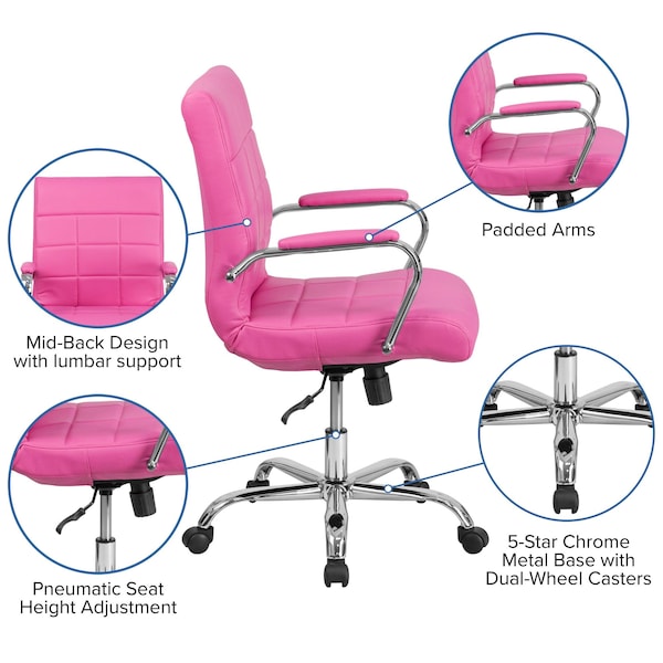 Flash Furniture Contemporary Chair Fixed Arms, 18-1/2" to 22-1/4" Height, Pink - GO-2240-PK-GG