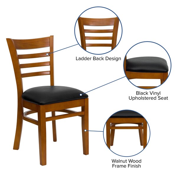 Flash Furniture Hercules Restaurant Chair, Wood Back, 17-1/4 in W 20" L 33-3/4" H - XU-DGW0005LAD-CHY-BLKV-GG