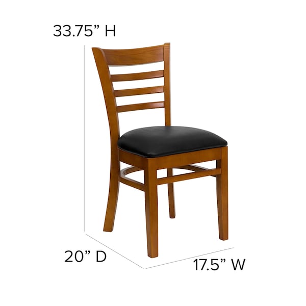 Flash Furniture Hercules Restaurant Chair, Wood Back, 17-1/4 in W 20" L 33-3/4" H - XU-DGW0005LAD-CHY-BLKV-GG
