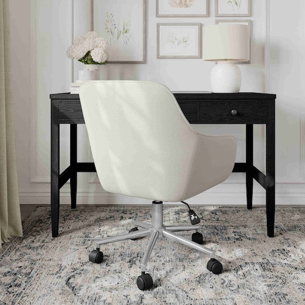 Martha Stewart Rayna Upholstered Office Chair in Light Gray/Polished Nickel - CH-220921-6-LGY-MS