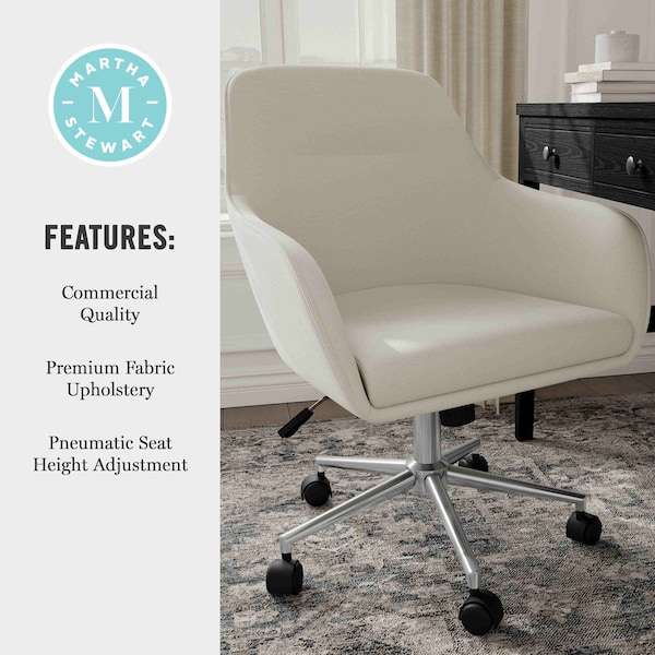 Martha Stewart Rayna Upholstered Office Chair in Light Gray/Polished Nickel - CH-220921-6-LGY-MS