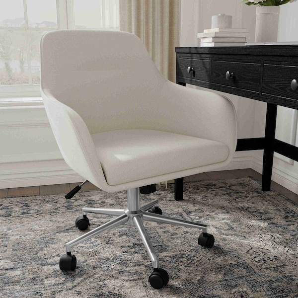 Martha Stewart Rayna Upholstered Office Chair in Light Gray/Polished Nickel - CH-220921-6-LGY-MS