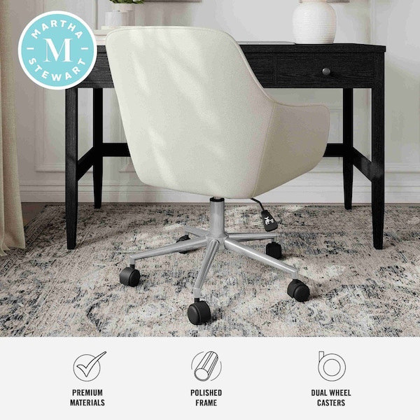 Martha Stewart Rayna Upholstered Office Chair in Light Gray/Polished Nickel - CH-220921-6-LGY-MS