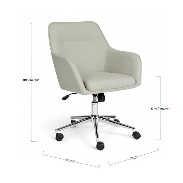 Martha Stewart Rayna Upholstered Office Chair in Light Gray/Polished Nickel - CH-220921-6-LGY-MS