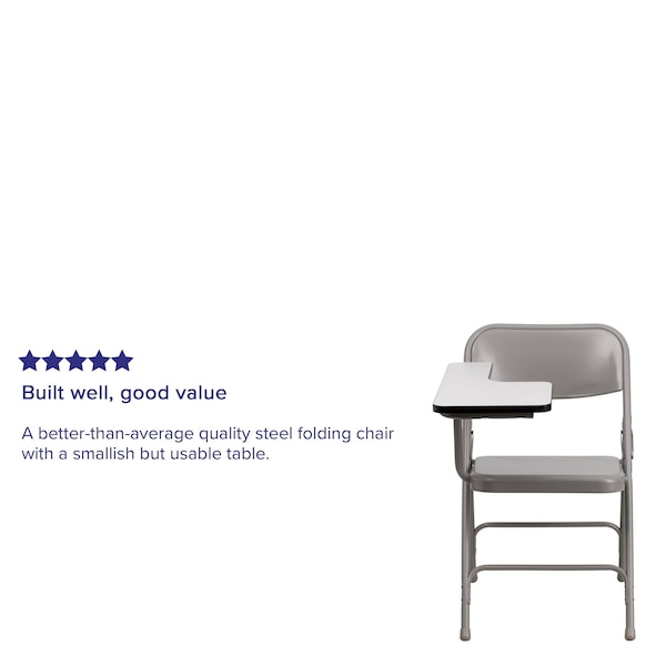 Flash Furniture Premium Steel Folding Chair with Right Handed Tablet Arm - 2-HF-309AST-RT-GG