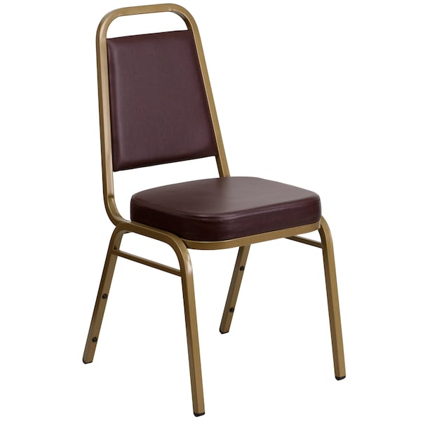Flash Furniture Hercules Banquet Chair, Brown Back, 17-1/2 in W 20-1/4" L 36" H, Vinyl Seat - FD-BHF-1-ALLGOLD-BN-GG