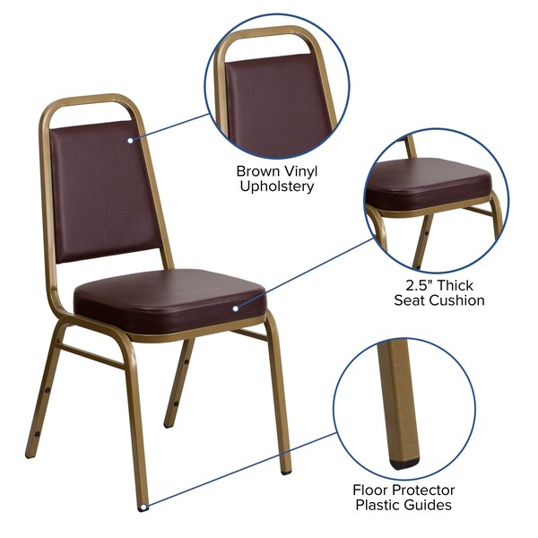 Flash Furniture Hercules Banquet Chair, Brown Back, 17-1/2 in W 20-1/4" L 36" H, Vinyl Seat - FD-BHF-1-ALLGOLD-BN-GG