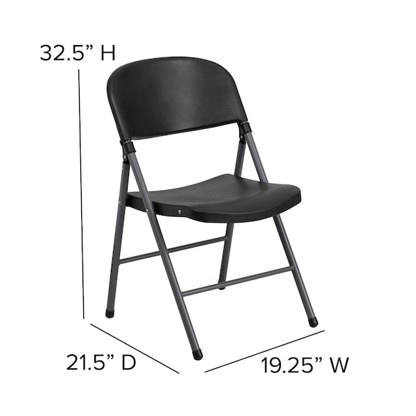 Flash Furniture Black Plastic Folding Chair - DAD-YCD-50-GG