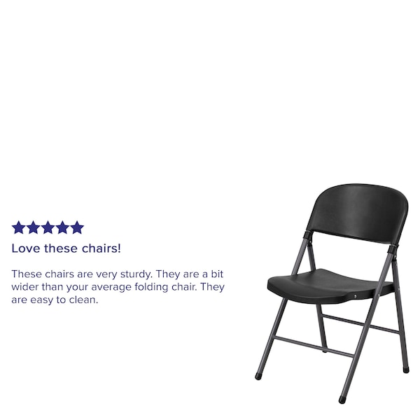 Flash Furniture Black Plastic Folding Chair - DAD-YCD-50-GG