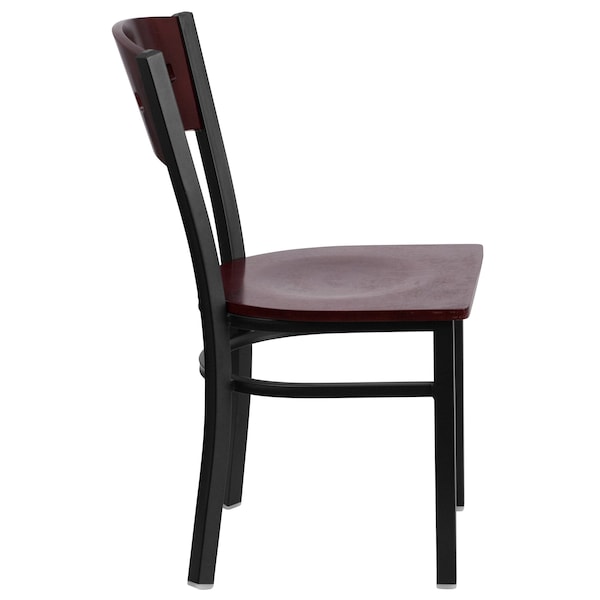 Flash Furniture Hercules Restaurant Chair, Wood Back, 17 in W 21" L 32" H - XU-DG-6Y1B-MAH-MTL-GG