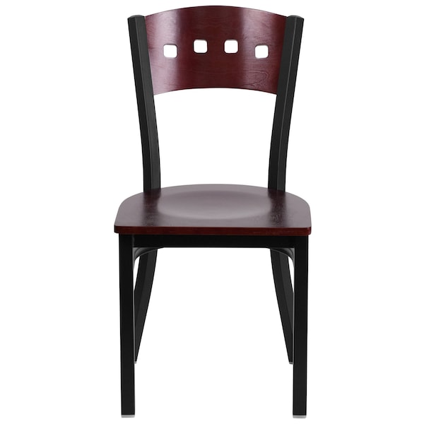 Flash Furniture Hercules Restaurant Chair, Wood Back, 17 in W 21" L 32" H - XU-DG-6Y1B-MAH-MTL-GG