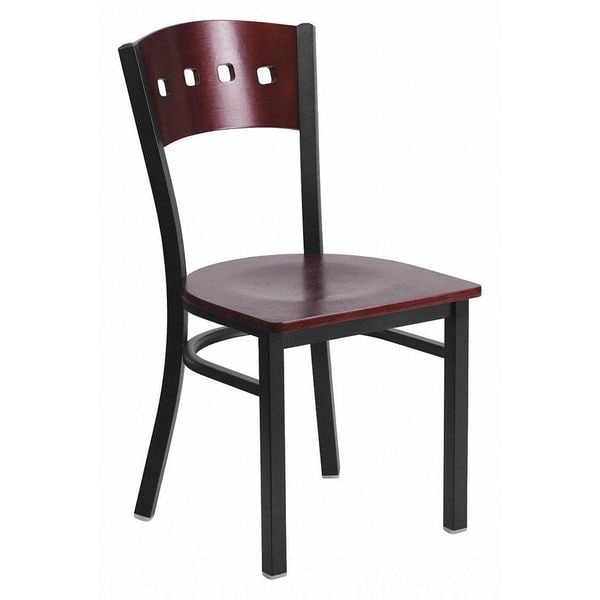 Flash Furniture Hercules Restaurant Chair, Wood Back, 17 in W 21" L 32" H - XU-DG-6Y1B-MAH-MTL-GG