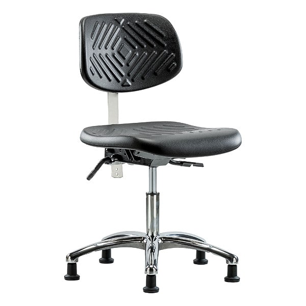 Zoro Select Clean Room Chair Ergonomic Chair, No Arms, 17-1/2" to 22-3/4" Height, Vinyl, Black - BR-NCR-PDHCH-CR-T0-A0-RG-BLK