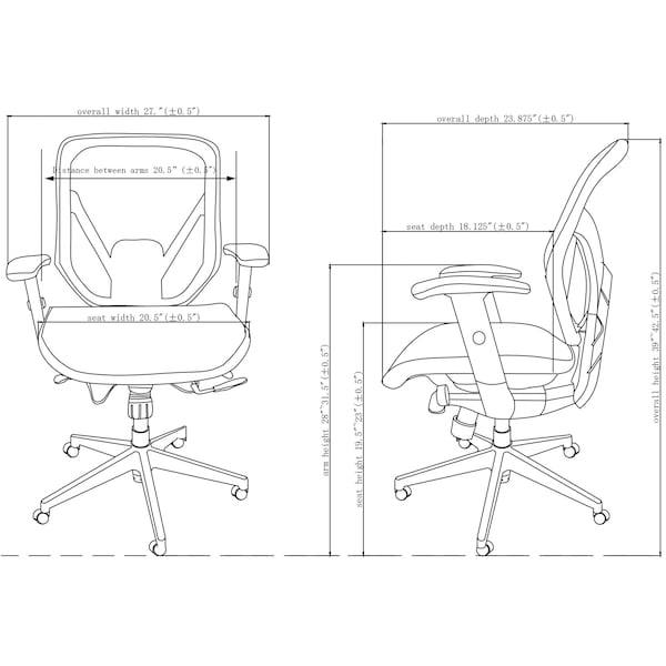 Lorell Managerial Chair Mesh Seat/Back Mid-Back Chair, Black Seat, Adjustable Arms, Mesh, Black - LLR40203