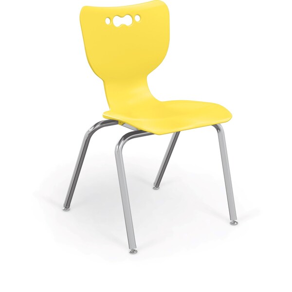 Mooreco Hierarchy School Chair, 4 Leg, 18" Chrome Frame, Yellow Armless Shell, PK5 - 53318-5-YELLOW-NA-CH