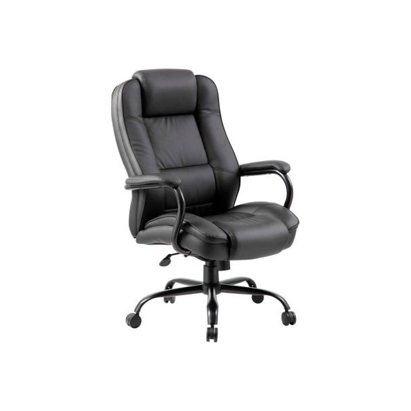 Boss Office Products Boss Heavy Duty Executive Office Chair with Arms - Leather - High Back - Black - B992-BK