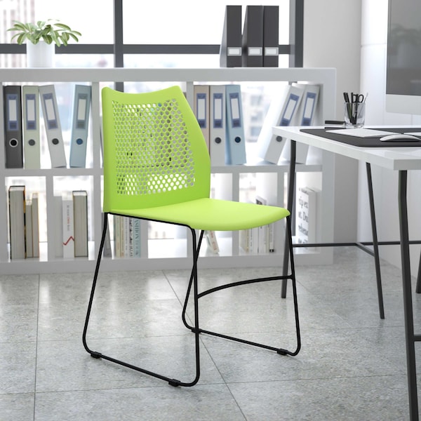 Flash Furniture Green Plastic Stack Chair - RUT-498A-GN-GG