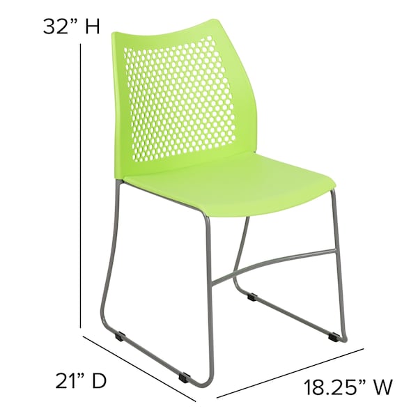 Flash Furniture Green Plastic Stack Chair - RUT-498A-GN-GG