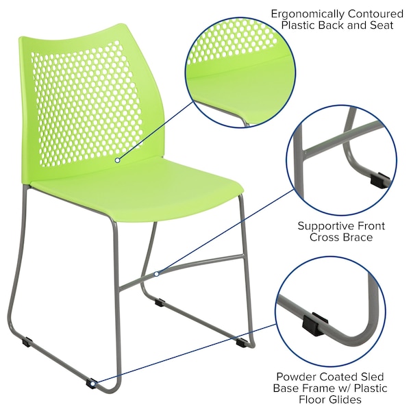 Flash Furniture Green Plastic Stack Chair - RUT-498A-GN-GG