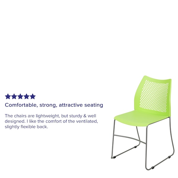 Flash Furniture Green Plastic Stack Chair - RUT-498A-GN-GG