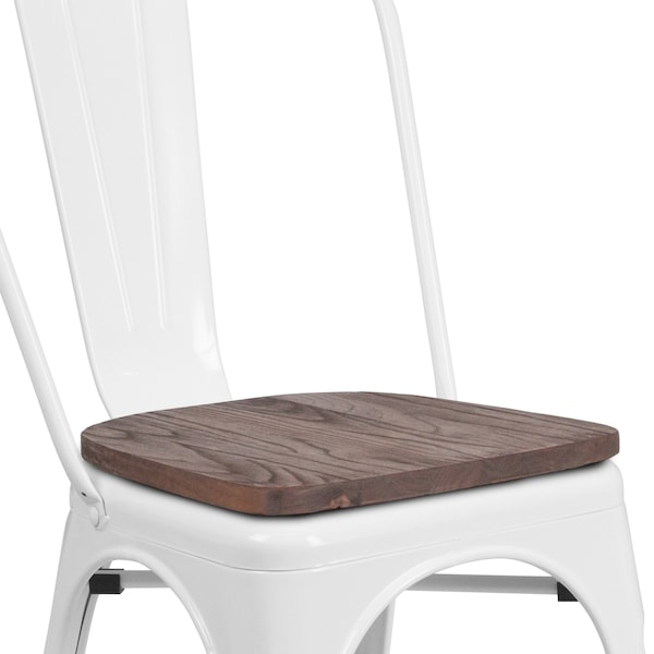 Flash Furniture White Metal Stack Chair - CH-31230-WH-WD-GG