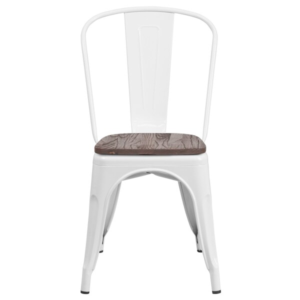 Flash Furniture White Metal Stack Chair - CH-31230-WH-WD-GG
