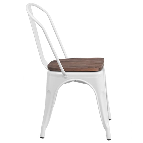 Flash Furniture White Metal Stack Chair - CH-31230-WH-WD-GG