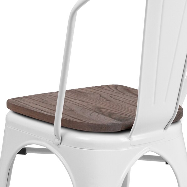 Flash Furniture White Metal Stack Chair - CH-31230-WH-WD-GG