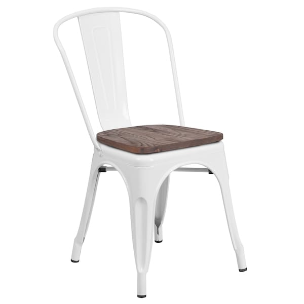 Flash Furniture White Metal Stack Chair - CH-31230-WH-WD-GG