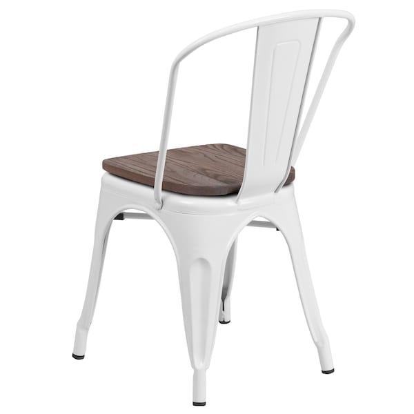 Flash Furniture White Metal Stack Chair - CH-31230-WH-WD-GG