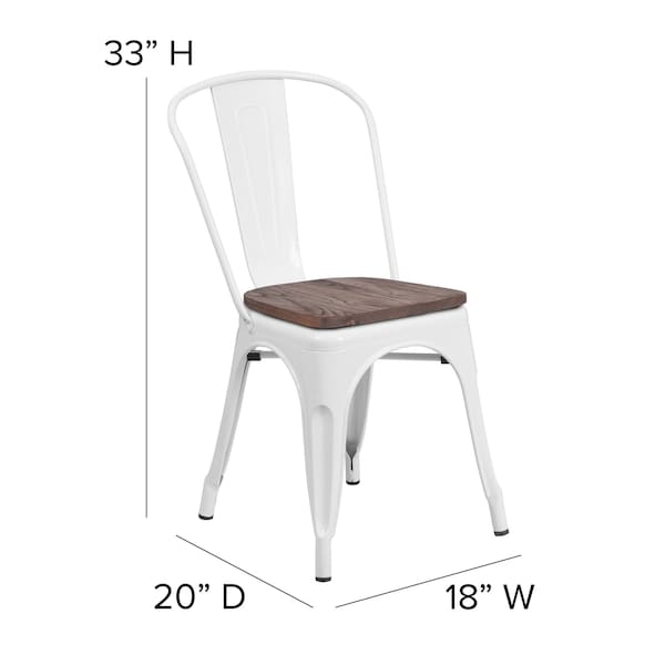 Flash Furniture White Metal Stack Chair - CH-31230-WH-WD-GG