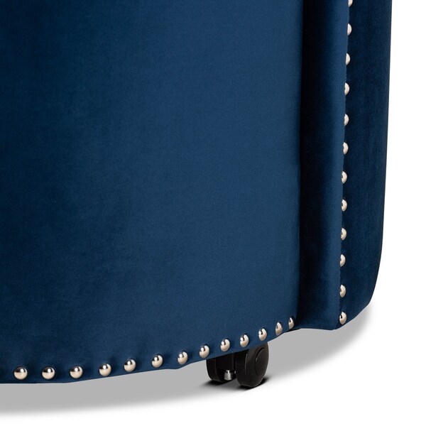 Baxton Studio Bethel Glam and Luxe Navy Blue Velvet Fabric Rolling Accent Chair - 175-11232-ZORO