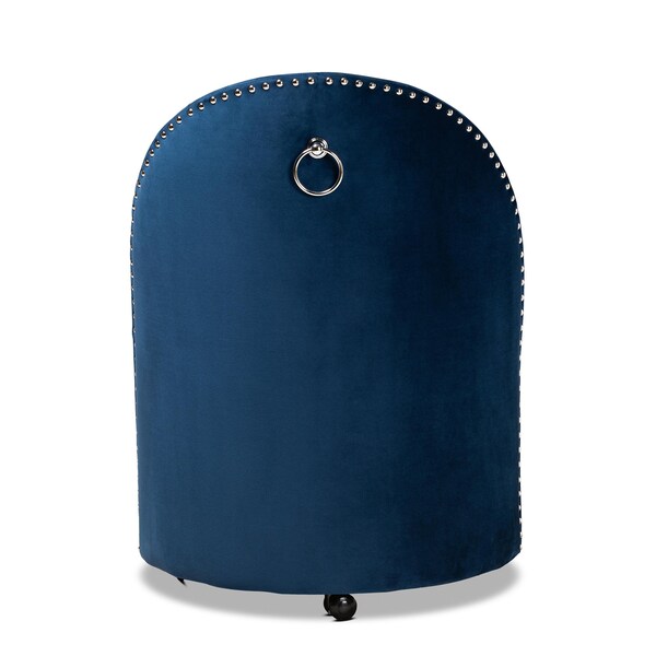 Baxton Studio Bethel Glam and Luxe Navy Blue Velvet Fabric Rolling Accent Chair - 175-11232-ZORO