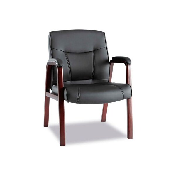 Alera Alera Madaris Leather Guest Chair - Black/Mahogany - ALEMA43ALS10M
