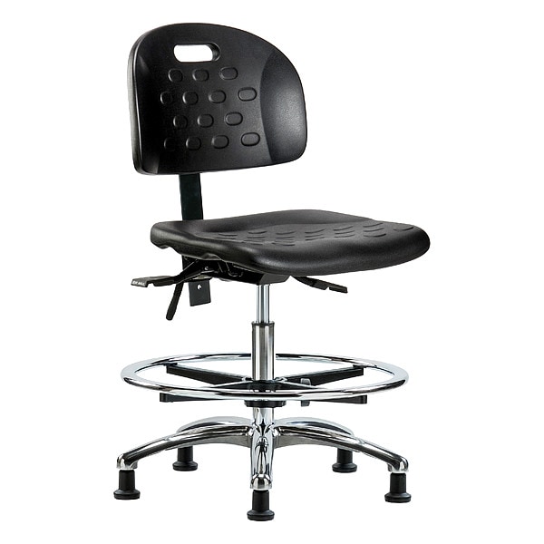 Zoro Select Medium Bench Chair Ergonomic Chair, No Arms, 20-1/2" to 28" Height, Polyurethane, Black - BR-HPMBCH-CR-T0-A0-CF-RG-BLK
