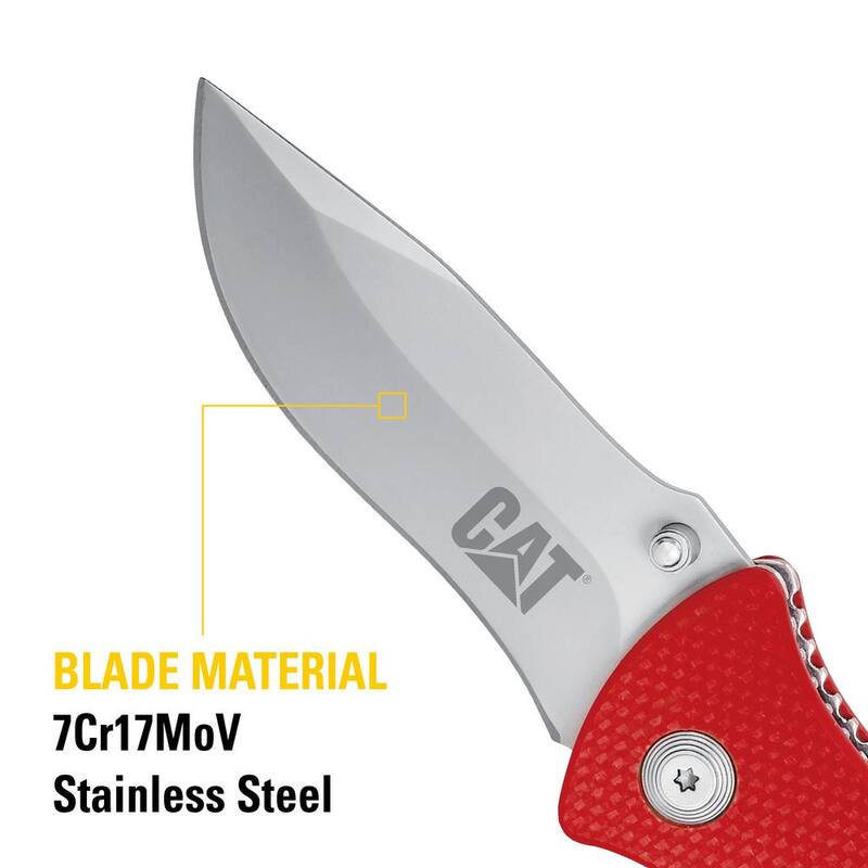 CAT 3 in. Stainless Steel Straight Edge Drop Point Folding Knife - 980125