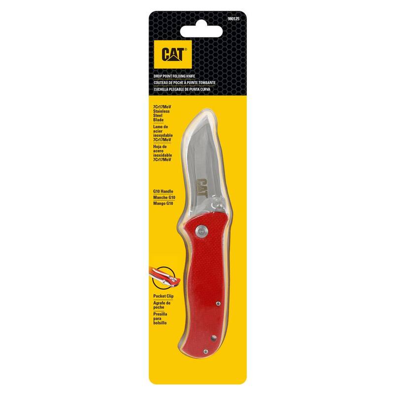 CAT 3 in. Stainless Steel Straight Edge Drop Point Folding Knife - 980125
