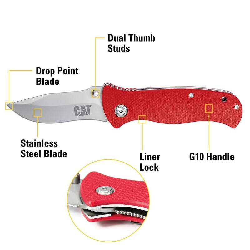 CAT 3 in. Stainless Steel Straight Edge Drop Point Folding Knife - 980125