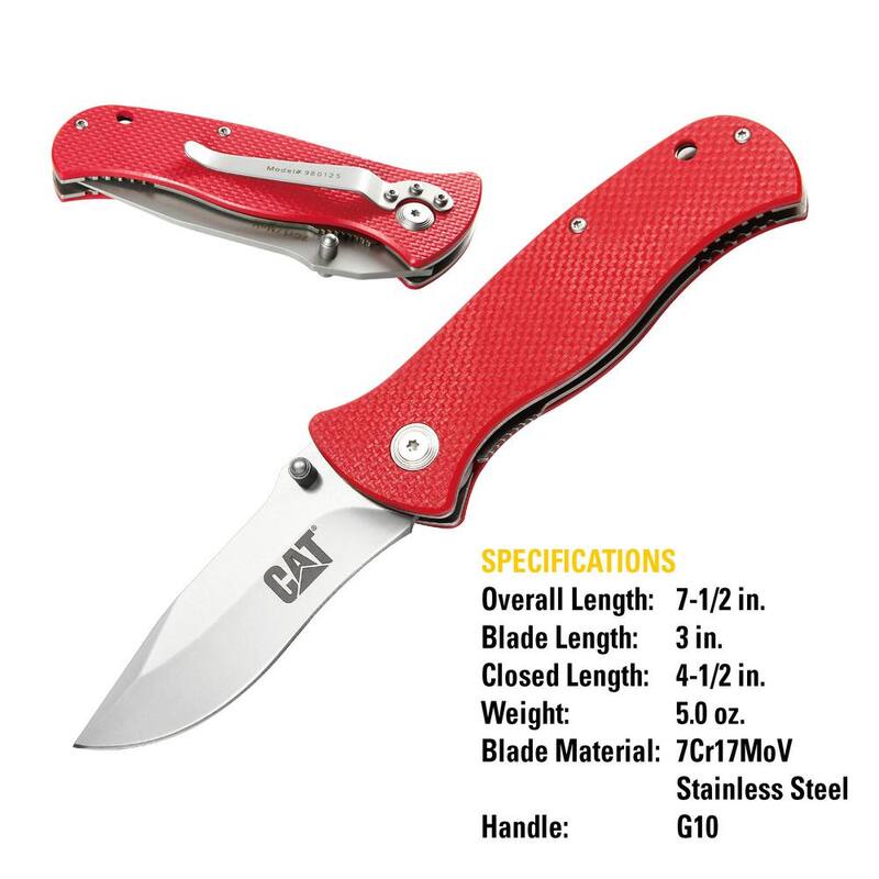 CAT 3 in. Stainless Steel Straight Edge Drop Point Folding Knife - 980125