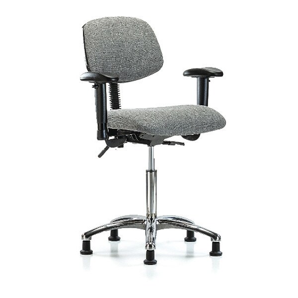 Blue Ridge Ergonomics Medium Bench Chair Chair, Fab, Med Ben, Chr Tilt AA Glides, Gry, Adjustable Arms, 22" to 29" Height - BR-FMBCH-CR-T1-A1-NF-RG-F44
